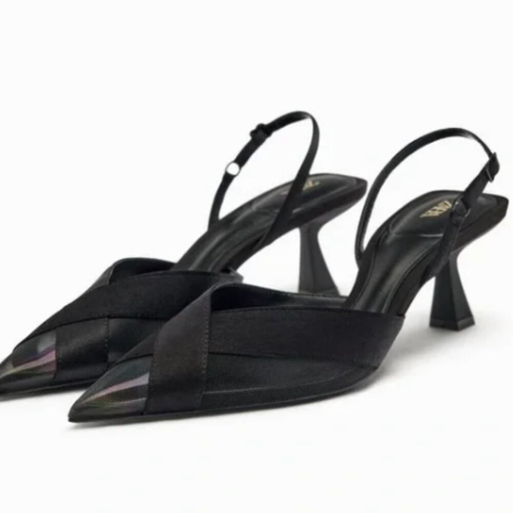 ZARA MESH SLINGBACK HEELS